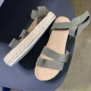 Olive Green Ankle Strap Platform Sandals